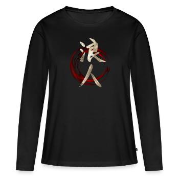 Symbole japonais Kanji pour Ronin - T-shirt manches longues Premium bio Femme - noir - Devant - Julia (174cm)