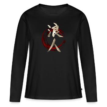 Symbole japonais Kanji pour Ronin - T-shirt manches longues Premium bio Femme - noir - Devant - Julia (174cm)