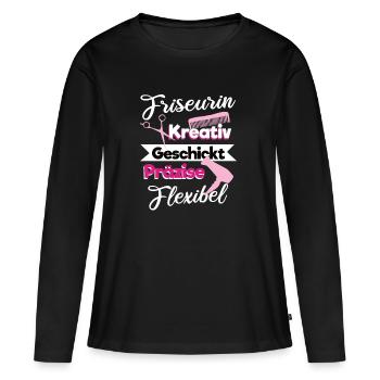 Friseurin Kreativ Geschickt Präzise Flexibel Salon - Frauen Premium Bio Langarmshirt - Schwarz - Vorne - Julia (174cm)