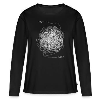 My Life Chaot Ma vie Chaos Chaos drôle - T-shirt manches longues Premium bio Femme - noir - Devant - Julia (174cm)