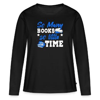 Many Livres Petit Temps Livres Bibliotek Chapitre - T-shirt manches longues Premium bio Femme - noir - Devant - Julia (174cm)