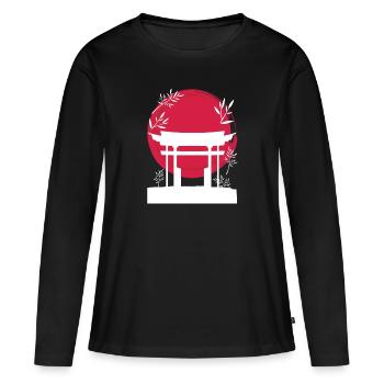 Japanische Sonne rote tempel - Frauen Premium Bio Langarmshirt - Schwarz - Vorne - Julia (174cm)