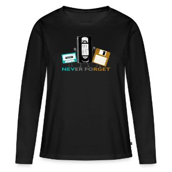 Never Forget Kassetten Disketten Audiokassetten - Frauen Premium Bio Langarmshirt - Schwarz - Vorne - Julia (174cm)