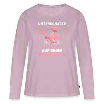 E-Bike Fahren Fahrradfahrer Fahrradfahrerin - Frauen Premium Bio Langarmshirt - Altrosa - Vorne - Julia (174cm)