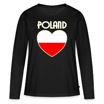 Poland Pologne Drapeau drapeau coeur - T-shirt manches longues Premium bio Femme - noir - Devant - Julia (174cm)
