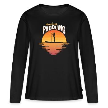 Stand Up Paddling Sunset SUP Paddel Board Boarding - T-shirt manches longues Premium bio Femme - noir - Devant - Julia (174cm)