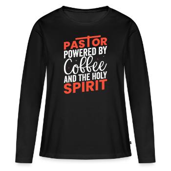 Pasteur pasteur clergé Reverend Cadeaux - T-shirt manches longues Premium bio Femme - noir - Devant - Julia (174cm)