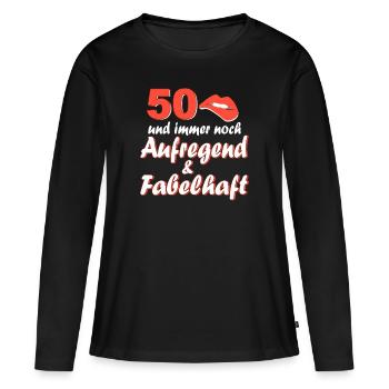 50 Jahre Geschenk Geburtstag Aufregend Fabelhaft - Frauen Premium Bio Langarmshirt - Schwarz - Vorne - Julia (174cm)
