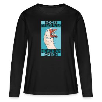 Goose Peace Was Never An Option Oies - T-shirt manches longues Premium bio Femme - noir - Devant - Julia (174cm)