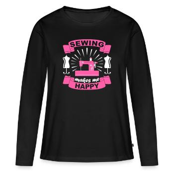 Nähen Geschenk Häkeln Näherin Mama - Frauen Premium Bio Langarmshirt - Schwarz - Vorne - Julia (174cm)