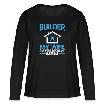 Maître d’ouvrage Chantier gros œuvre épouse - T-shirt manches longues Premium bio Femme - noir - Devant - Julia (174cm)
