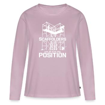 La position de Scaffolder construction Construction d’échafaudages - T-shirt manches longues Premium bio Femme - rose poudré - Devant - Julia (174cm)