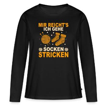Stricken Geschenk Socken Stricken Strickerin - Frauen Premium Bio Langarmshirt - Schwarz - Vorne - Julia (174cm)