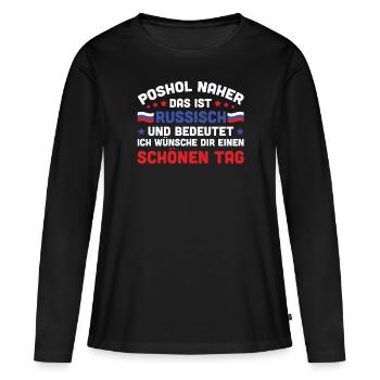 Lustiges Russland Geschenk Russisch - Frauen Premium Bio Langarmshirt - Schwarz - Vorne - Julia (174cm)