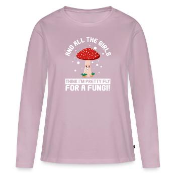 Les filles pensent que de jolies champignons champignons variété Pystrance - T-shirt manches longues Premium bio Femme - rose poudré - Devant - Julia (174cm)