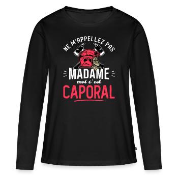 sapeurs pompiers caporal humour grade pompier - T-shirt manches longues Premium bio Femme - noir - Devant - Julia (174cm)