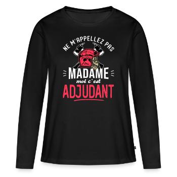 sapeurs pompiers adjudant humour grade pompier - T-shirt manches longues Premium bio Femme - noir - Devant - Julia (174cm)