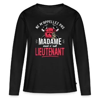 sapeurs pompiers lieutenant humour grade pompier - T-shirt manches longues Premium bio Femme - noir - Devant - Julia (174cm)