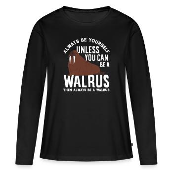 Soyez un morse Morse Drôle De Cadeau Morse - T-shirt manches longues Premium bio Femme - noir - Devant - Julia (174cm)
