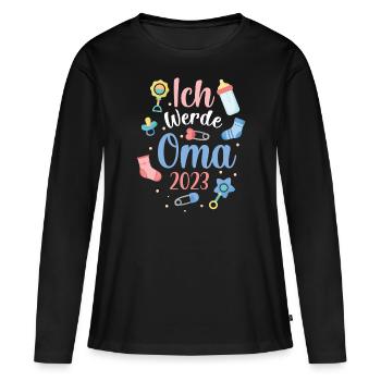 Ich Werde Oma 2023 süßes werdende Großmutter - Frauen Premium Bio Langarmshirt - Schwarz - Vorne - Julia (174cm)