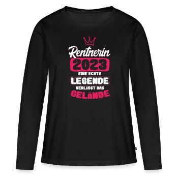 Renterin 2023 Pension Ruhestand Lustiger Spruch - Frauen Premium Bio Langarmshirt - Schwarz - Vorne - Julia (174cm)