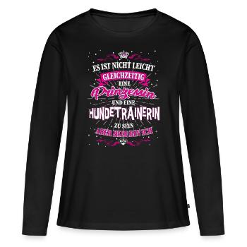 Hundetrainerin und Prinzessin T-Shirt - Frauen Premium Bio Langarmshirt - Schwarz - Vorne - Julia (174cm)