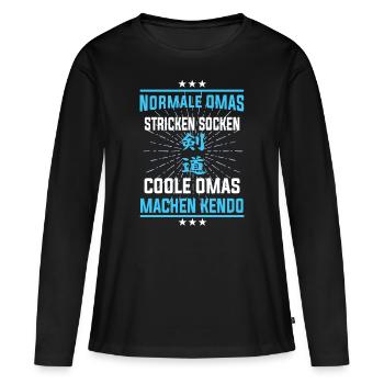 Coole Omas machen Kendo T-Shirt - Frauen Premium Bio Langarmshirt - Schwarz - Vorne - Julia (174cm)