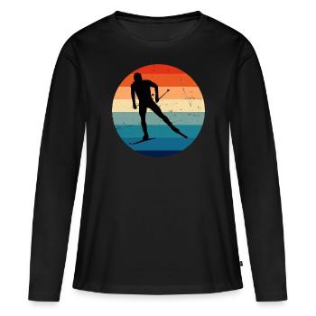 Patinage de fond Ski de fond Ski de fond Patinage Ski de fond - T-shirt manches longues Premium bio Femme - noir - Devant - Julia (174cm)