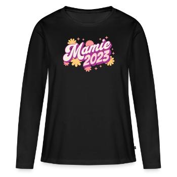 Annonce Grossesse 2023 - Future Mamie 2023 - T-shirt manches longues Premium bio Femme - noir - Devant - Julia (174cm)