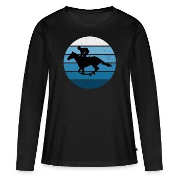 Dressage équestre saut d’obstacles - T-shirt manches longues Premium bio Femme - noir - Devant - Julia (174cm)