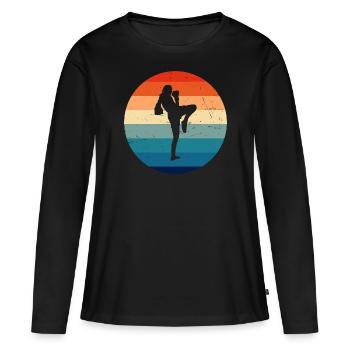Boxe Thaï Hommes Muay Thai Boxe Thaï Boxeur Thaï - T-shirt manches longues Premium bio Femme - noir - Devant - Julia (174cm)
