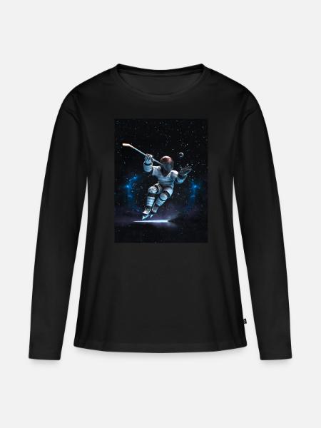 Ice Hockey Space Power - Women's Premium Organic Long Sleeve Shirt - black