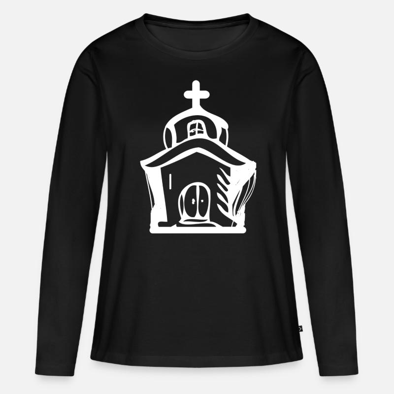 Kirche - Frauen Premium Bio Langarmshirt - Schwarz