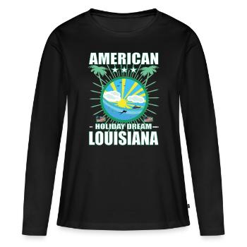 American Holiday Dream Louisiana - Pelican State - Frauen Premium Bio Langarmshirt - Schwarz - Vorne - Julia (174cm)