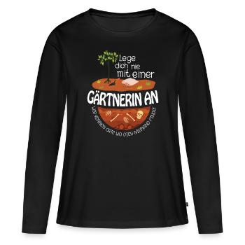 Retro Gärtner Garten Gärtner Hobbygärtner - Frauen Premium Bio Langarmshirt - Schwarz - Vorne - Julia (174cm)