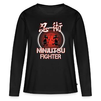 Drôle de tenue de combattant Ninjutsu - T-shirt manches longues Premium bio Femme - noir - Devant - Julia (174cm)