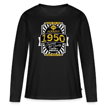 1950 AUGUST - T-shirt manches longues Premium bio Femme - noir - Devant - Julia (174cm)