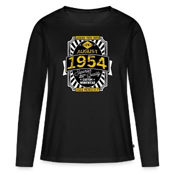 1954 AUGUST - T-shirt manches longues Premium bio Femme - noir - Devant - Julia (174cm)