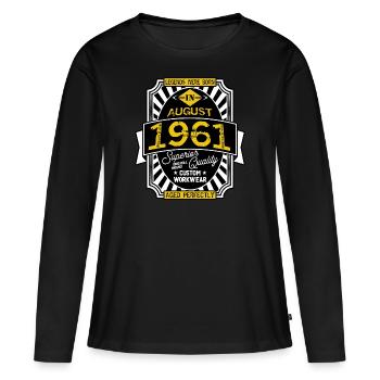 1961 AUGUST - T-shirt manches longues Premium bio Femme - noir - Devant - Julia (174cm)