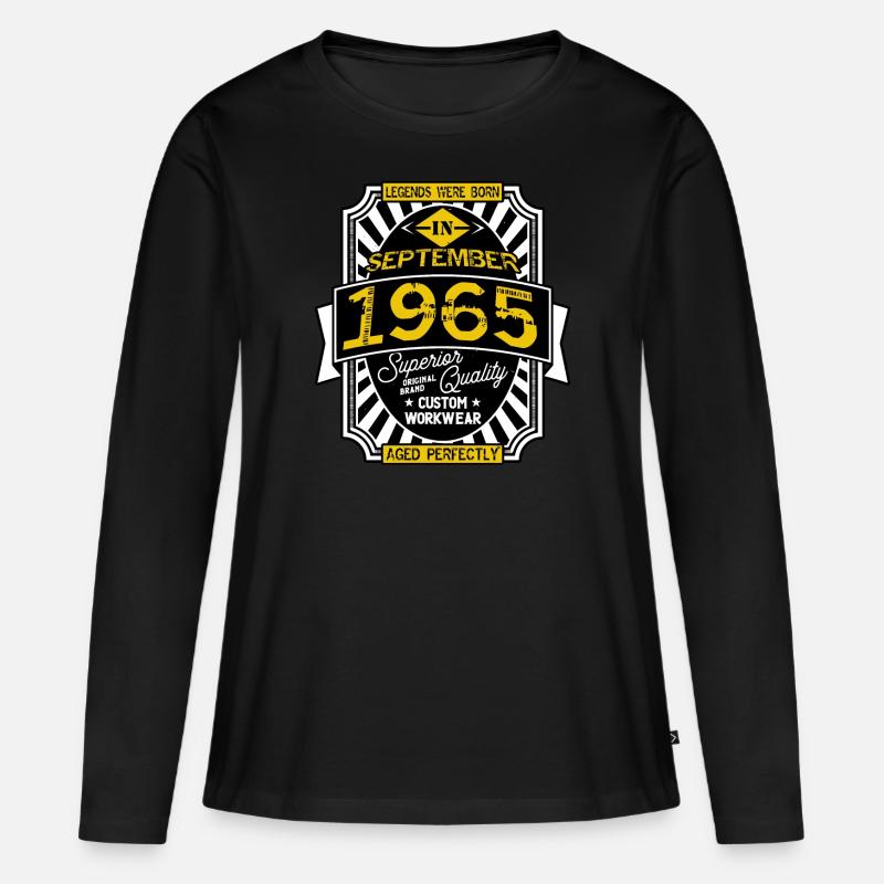 SEPTEMBER 1965 - Frauen Premium Bio Langarmshirt - Schwarz