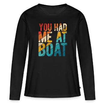 Segelboot Kapitän Spruch Zum Segeln - Frauen Premium Bio Langarmshirt - Schwarz - Vorne - Julia (174cm)