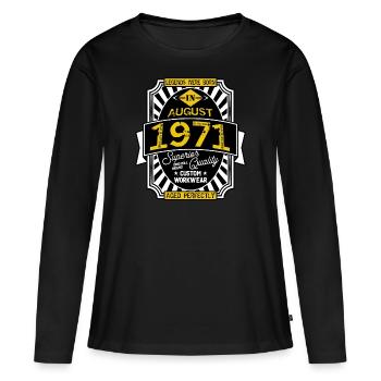 1971 AUGUST - T-shirt manches longues Premium bio Femme - noir - Devant - Julia (174cm)