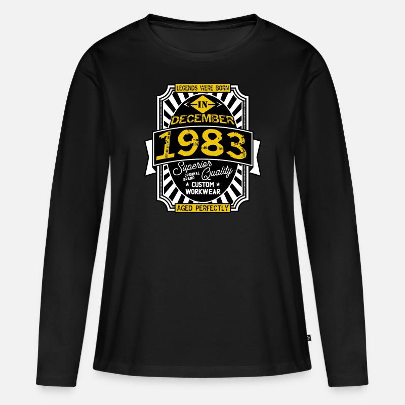 1983 DEZEMBER - Frauen Premium Bio Langarmshirt - Schwarz