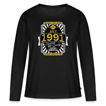 1991 JULY - Women's Premium Organic Long Sleeve Shirt - black - Front - Julia (174cm)