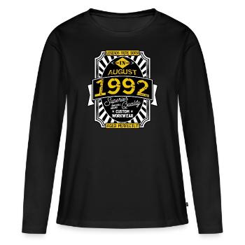 1992 AUGUST - T-shirt manches longues Premium bio Femme - noir - Devant - Julia (174cm)