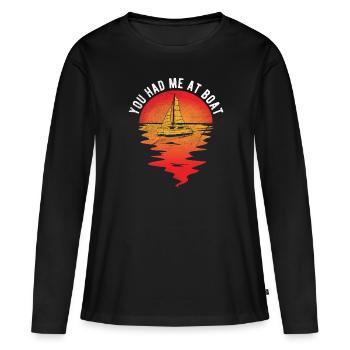 Segelboot Kapitän Spruch Zum Segeln - Frauen Premium Bio Langarmshirt - Schwarz - Vorne - Julia (174cm)