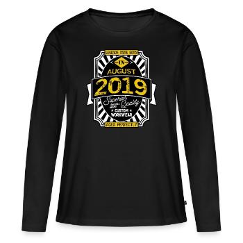 2019 AUGUST - T-shirt manches longues Premium bio Femme - noir - Devant - Julia (174cm)