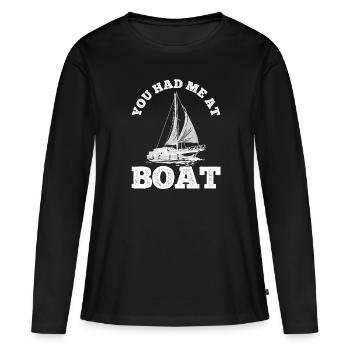 Segelboot Kapitän Spruch Zum Segeln - Frauen Premium Bio Langarmshirt - Schwarz - Vorne - Julia (174cm)