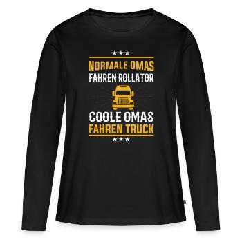 Coole Omas fahren Truck Design - Frauen Premium Bio Langarmshirt - Schwarz - Vorne - Julia (174cm)