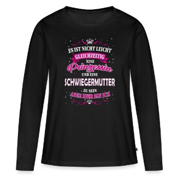 Schwiegermutter und Prinzessin Design - Frauen Premium Bio Langarmshirt - Schwarz - Vorne - Julia (174cm)
